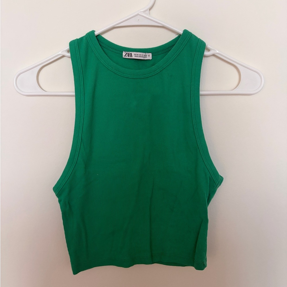Zara Vibrant Green Sleeveless Crop Top